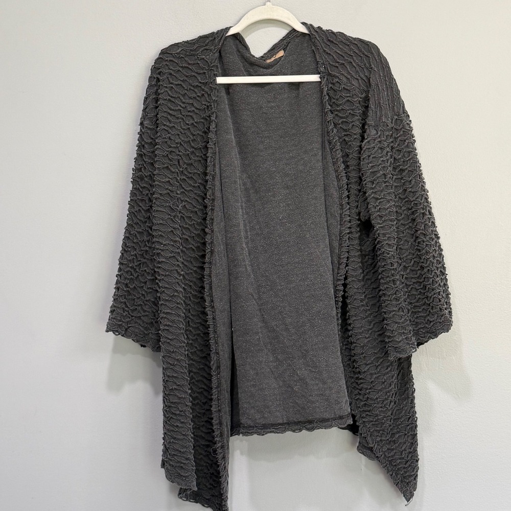 Libertee Greece Grey oversized Cotton Cardigan Sweater One Size Lagenlook